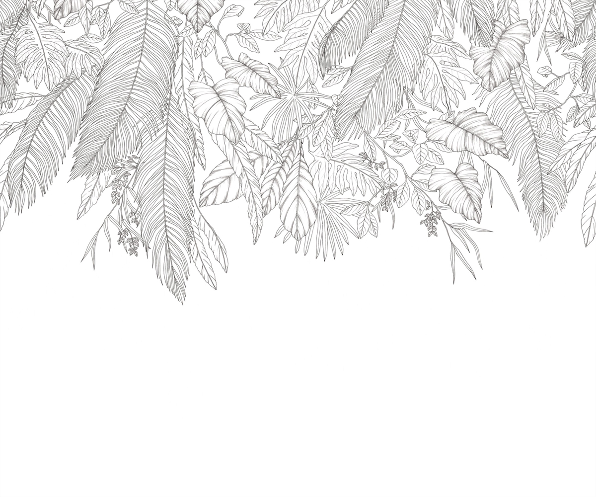 Papier peint Panoramique Jungle Tropicale Descendant noir et blanc 300X250 - Moonlight 3 de Casélio | Réf. MNL3107260907