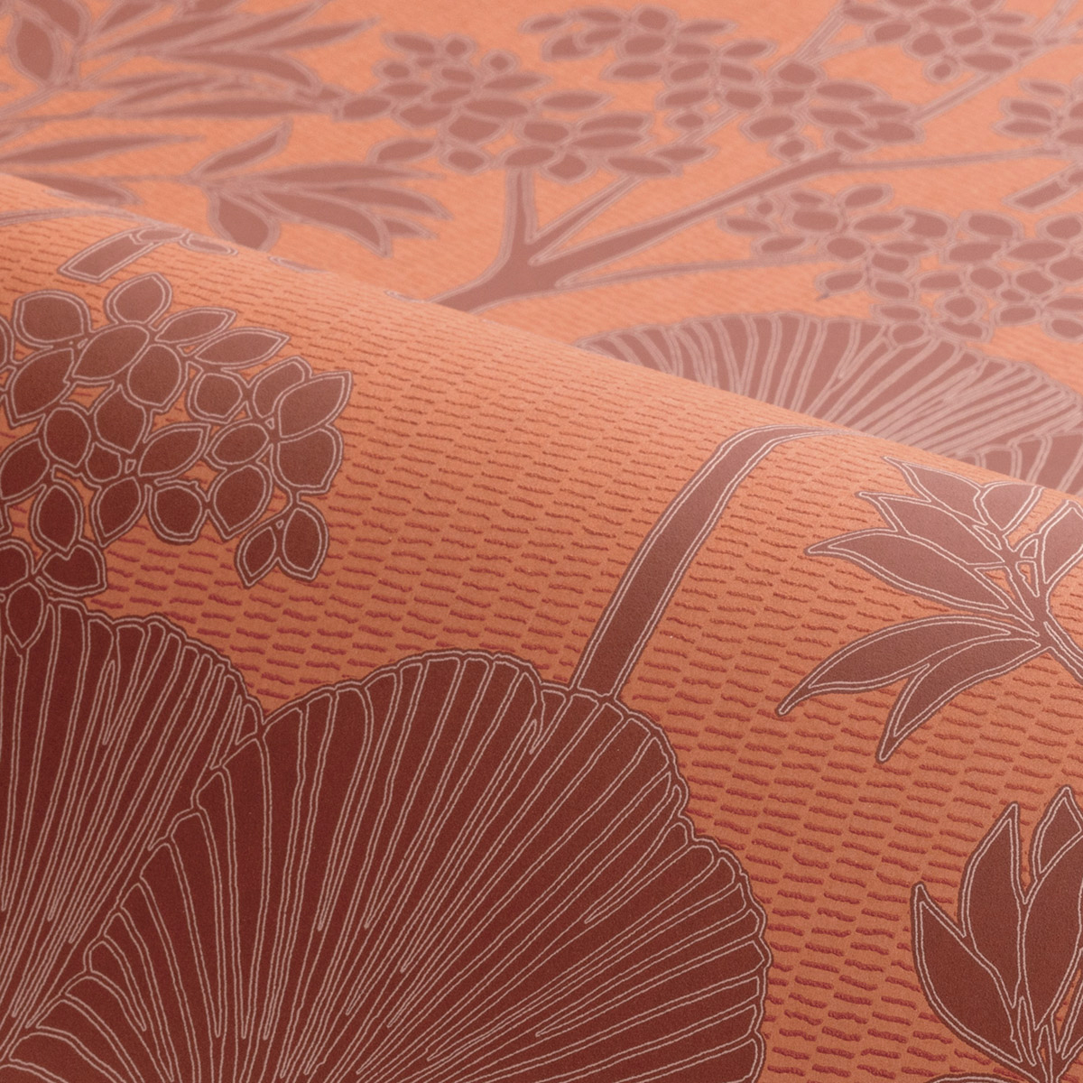 Papier peint Jardin Exotique Inara orange brûlé - Tressora de Casamance | Réf. CAS-76900814