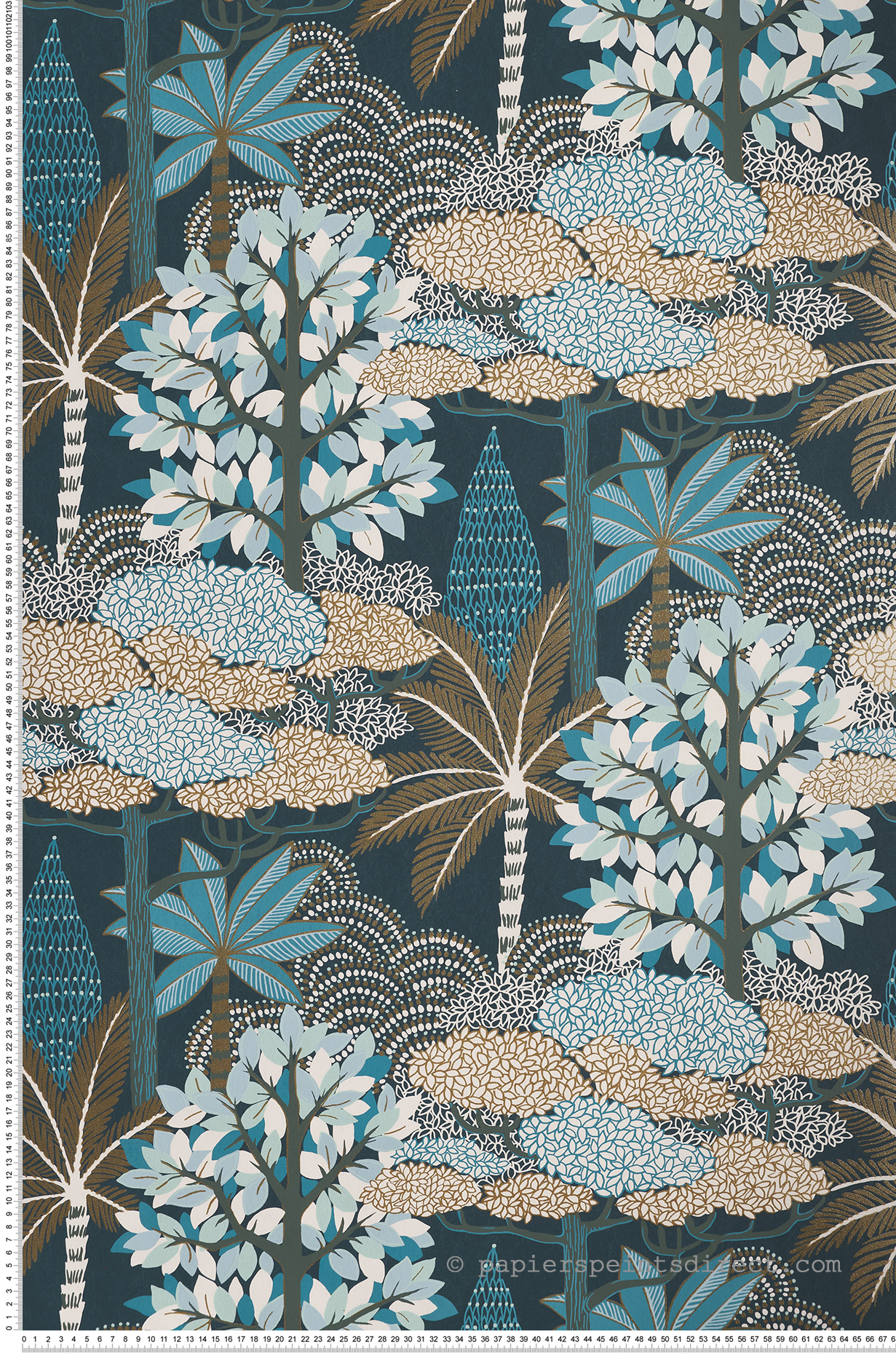 Papier peint Forêt Marakanda marine doré - Nuit d'Orient de Casamance | Réf. CAS-75380100