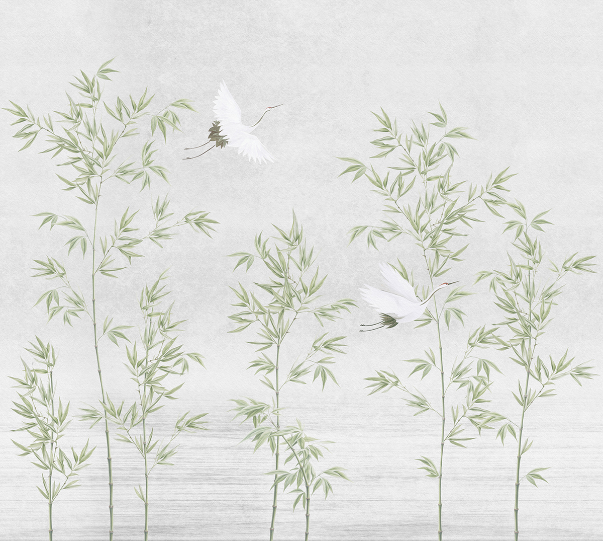 Papier peint panoramique Oiseau Japonais vert - Panorama 2 de Lutèce | Réf. LTC-PAN1561C