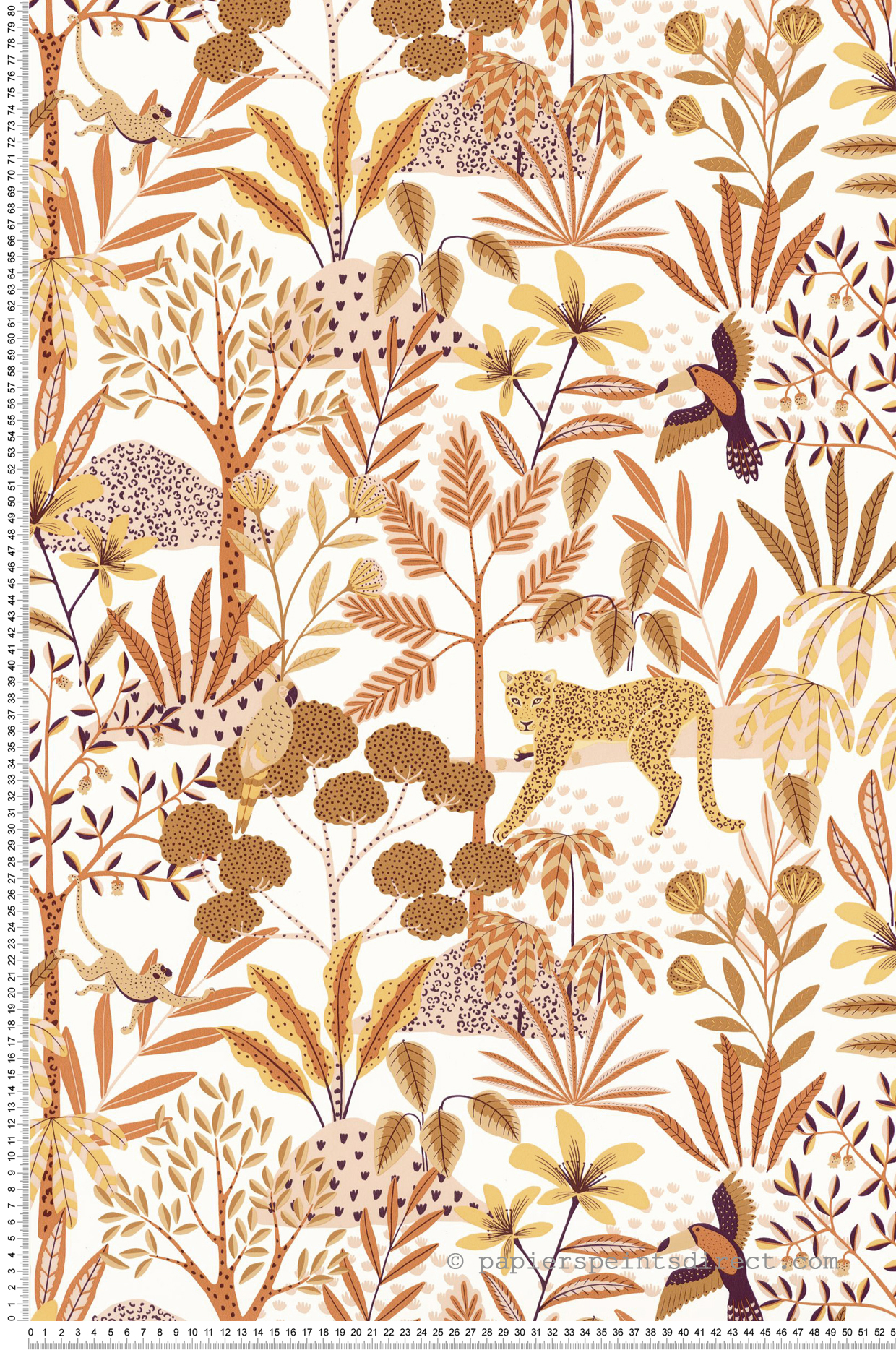 Papier peint Jungle Animaux Jane terracotta jaune - Let's Go Girls! de Casélio | Réf. LGG104480448