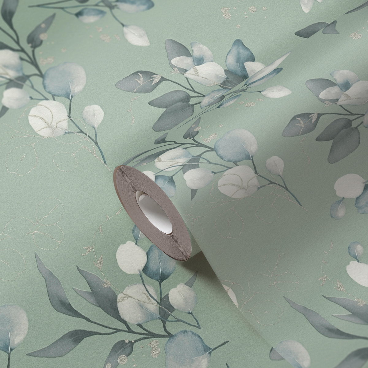 Papier peint Douce Nature vert d'eau métallisé - Pure Elegance d'A.S. Création AMBD | Réf. AS-397687