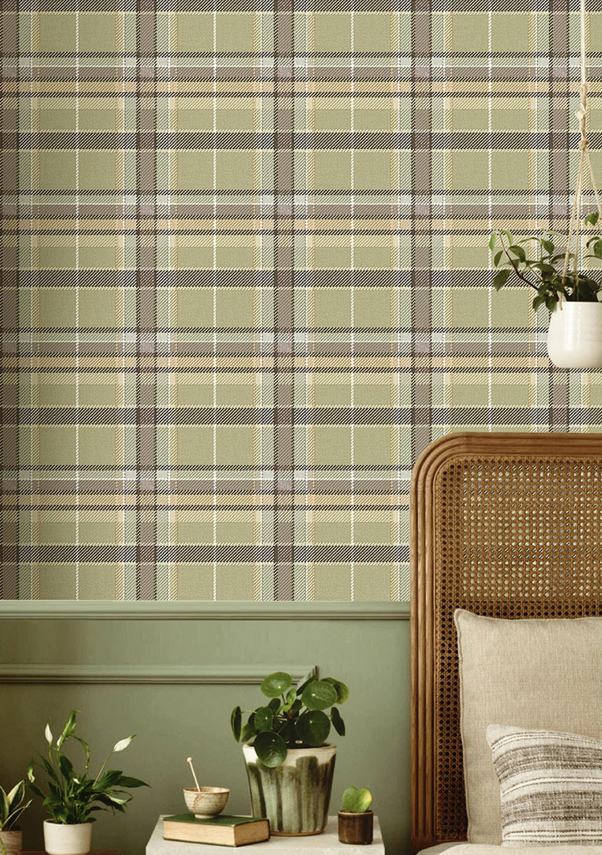 Papier peint Tartan Classique vert - Maison Paradis de Lutèce | Réf. LTC-MP15575