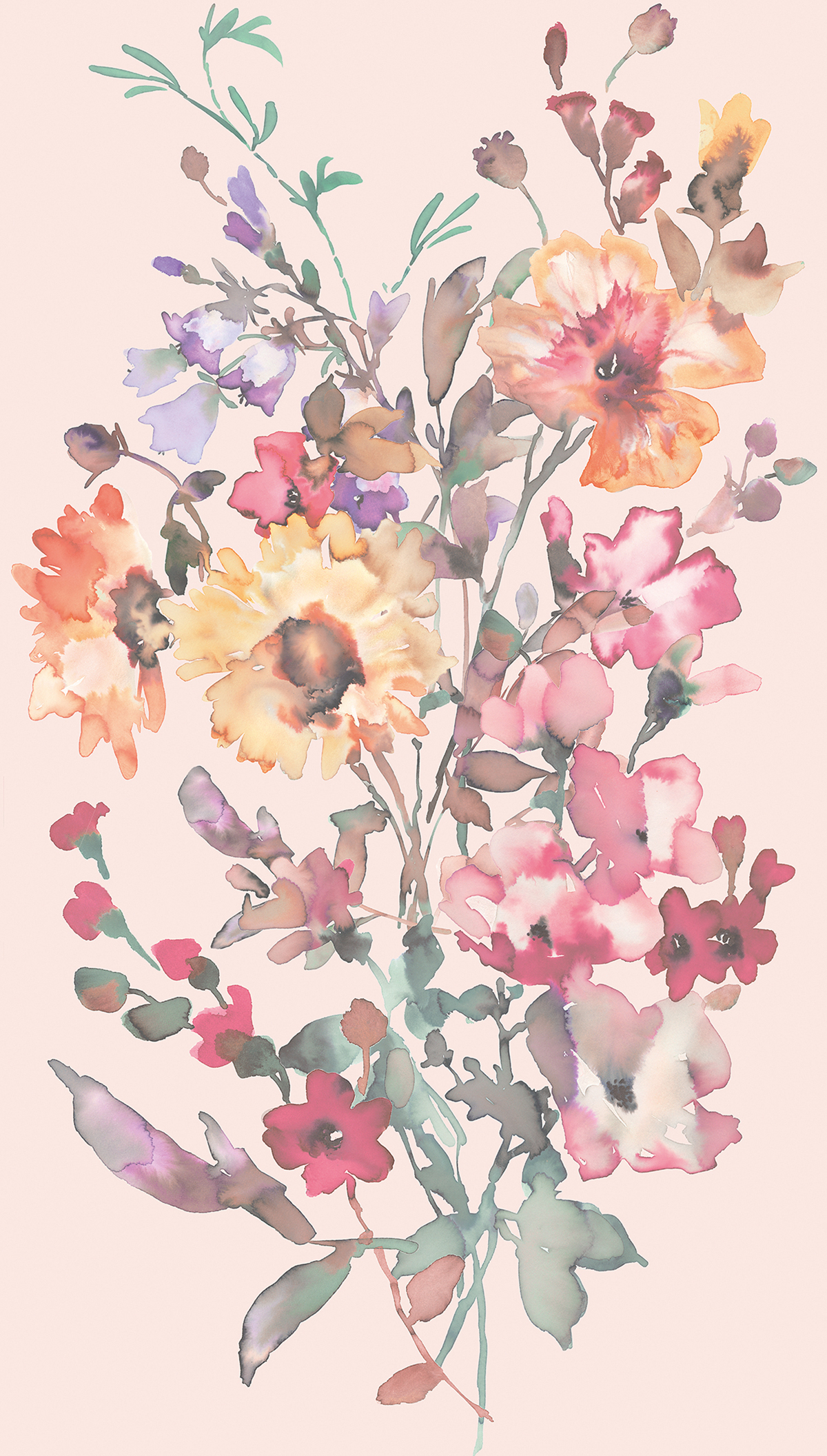 Papier peint panoramique Bouquet de Fleur Amelia multicolore - Cosmoliving d'A.S. Création | Réf. AS-791453