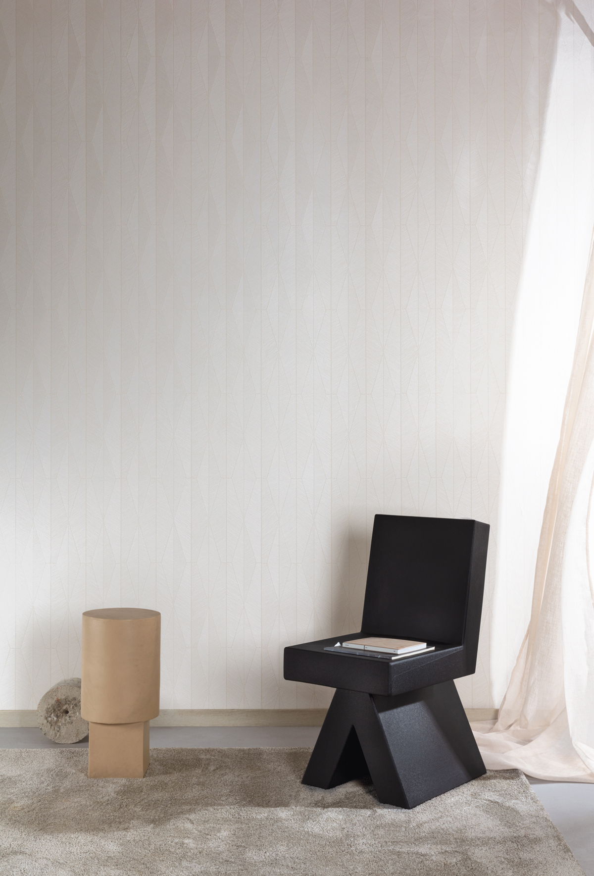 Papier peint Losange Ethnique Ari beige crème métallisé - Mysa de Masureel | Réf. MAS-YSA301