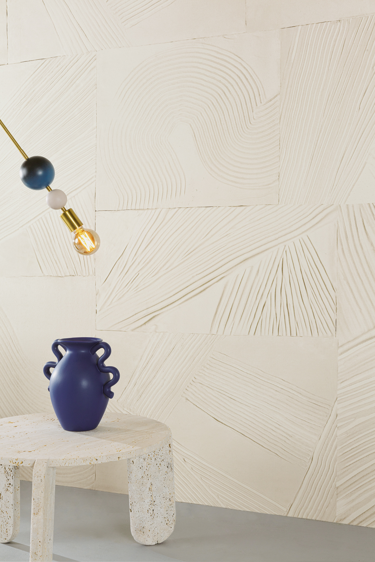 Papier peint panoramique Plâtre Paros blanc cassé - A, B et C H260 - Rock de Masureel AMB2 | Réf. MAS-DGROC301X-260