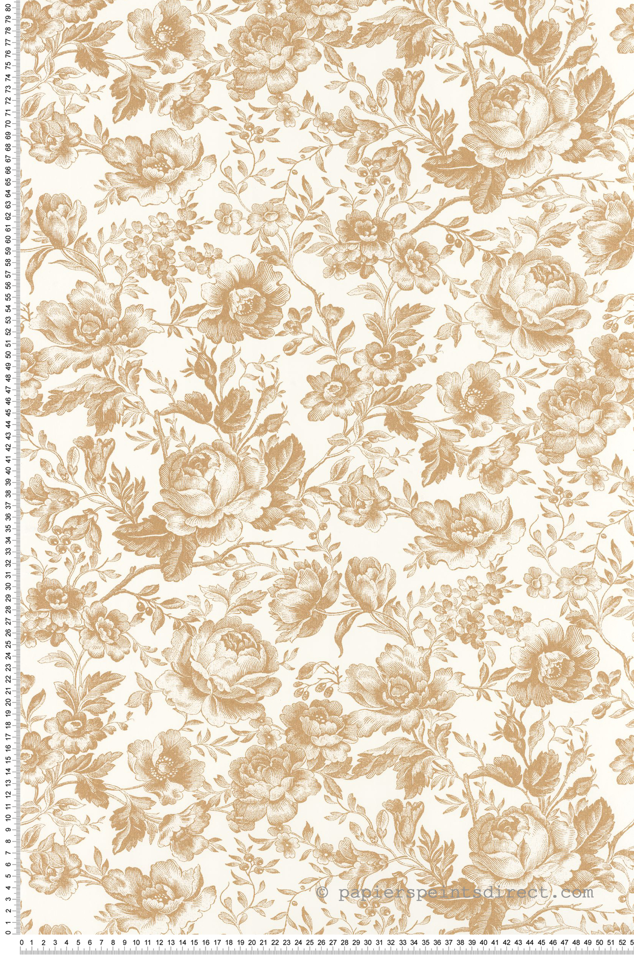 Papier peint Fleuri Celestine beige mordoré - Les Belles Toiles De Jouy 2 de Casadéco | Réf. BTJD201721331