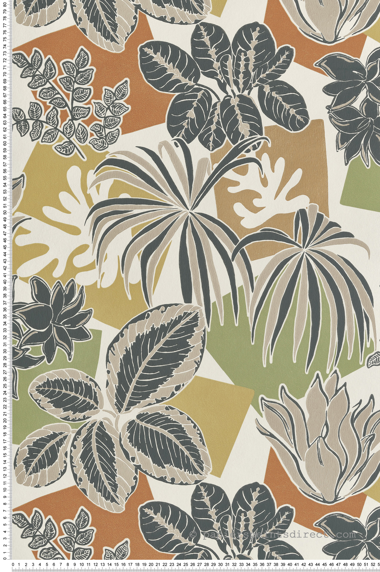 Papier peint Plante Géométrique Frondoso vert grège - Irisa d'Osborne & Little | Réf. OSB-W7855-02