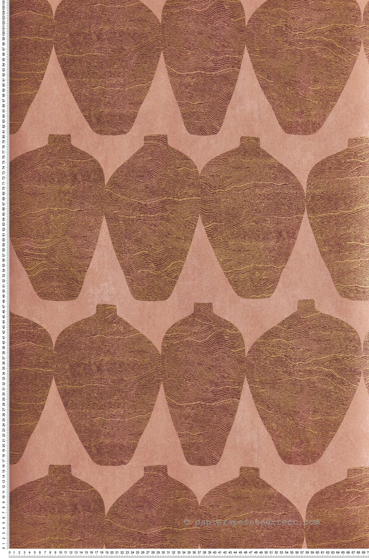 Papier peint Vase Ethnique Hemia vieux rose doré - Terra de Masureel | Réf. MAS-TER203