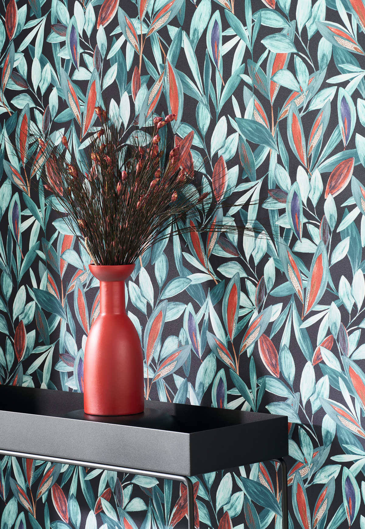 Papier peint Feuillage Jungle Hojas bleu orange - Nicaragua de Casadéco AMB2 | Réf. NICA85976406