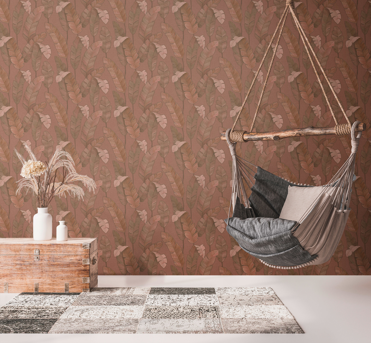 Papier peint Jungle Bananier Bali terracotta - Metropolitan Stories 3 d'A.S. Création AMB2 |  Réf. AS-392181