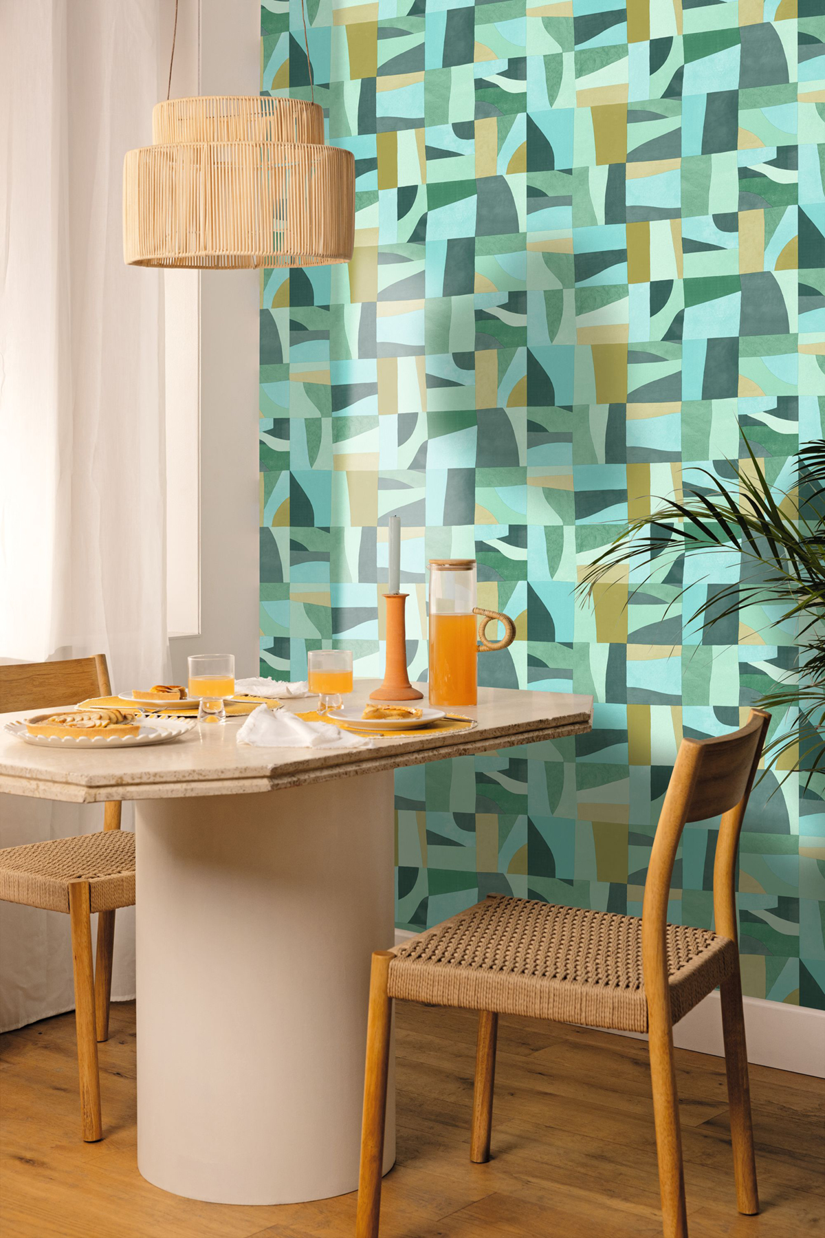 Papier peint Géométrique Aix bleu vert - Azur de Casélio | Réf. AZU105466736