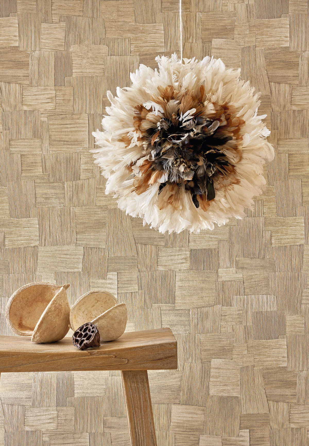 Papier peint Tisssage Ethnique Dura beige - Babylone de Casadéco | Réf. BBLN89741762