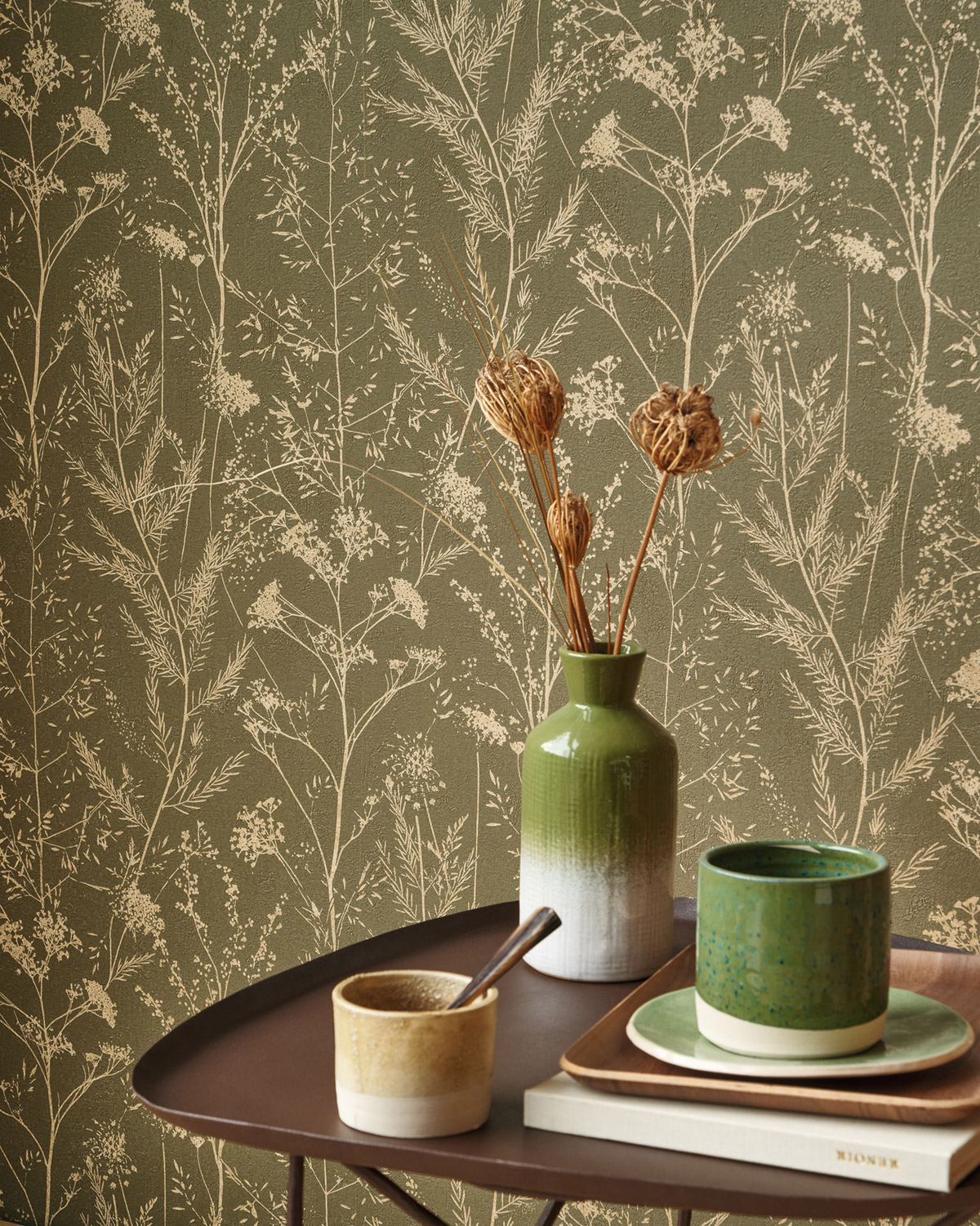 Papier peint Floral Prairie argile doré - Sentier des Dunes de Casadéco AMB2 | Réf. SENT200957853