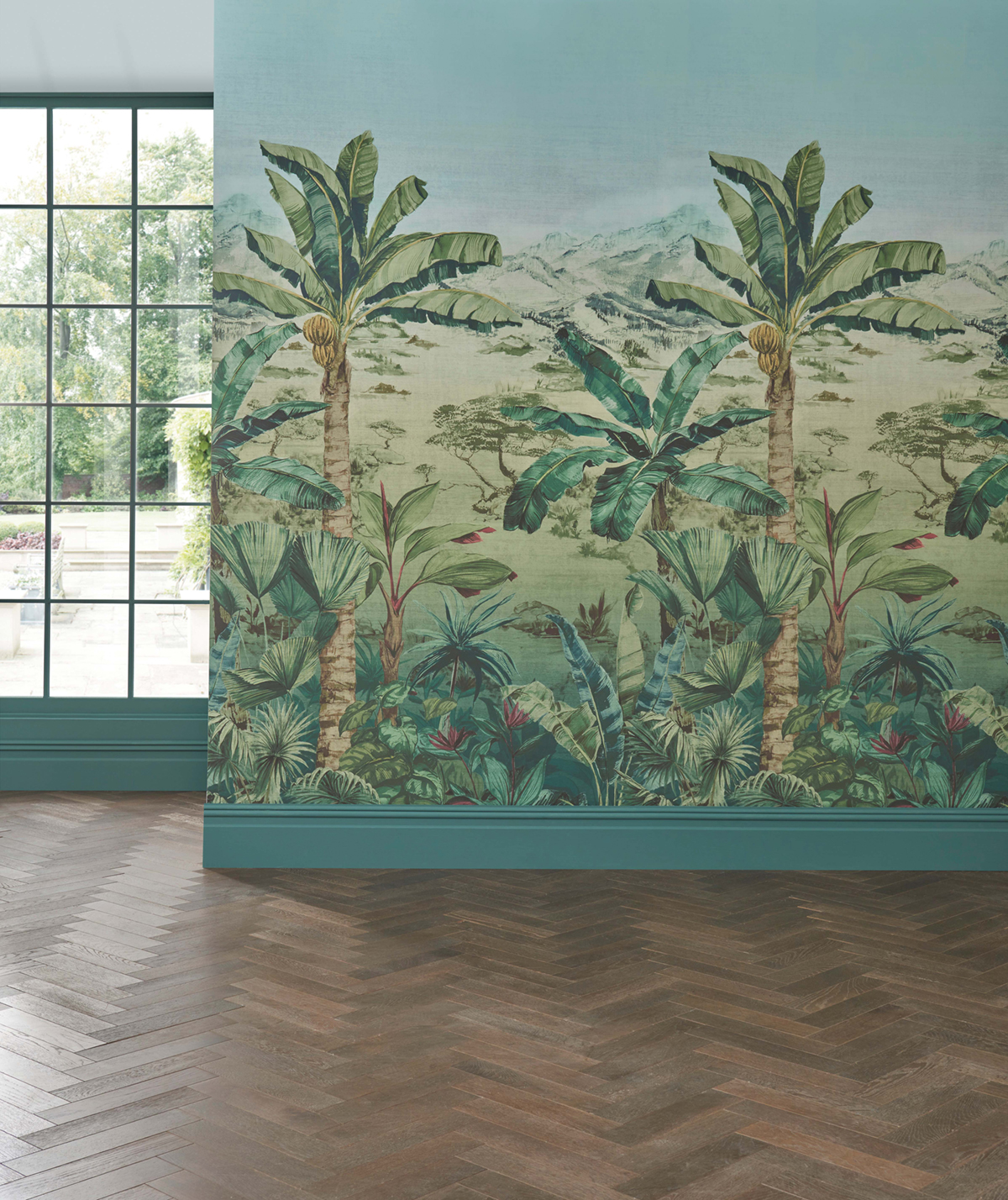 Papier peint panoramique Jungle Martinique Leaf Green - Empyrea d'Osborne & Little AMB3 | Réf. OSB-W7615-01