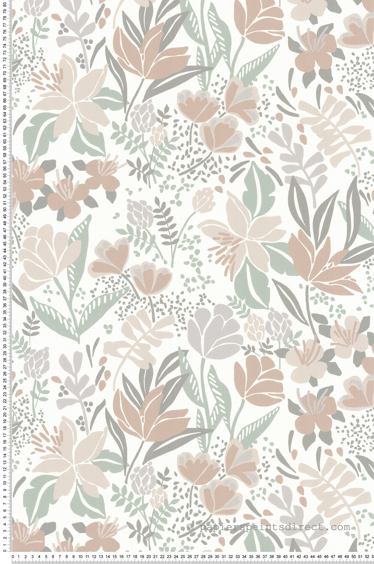 Papier peint Fleurs Graphiques grège vert - Poésie de Lutèce | Réf. LTC-51253517