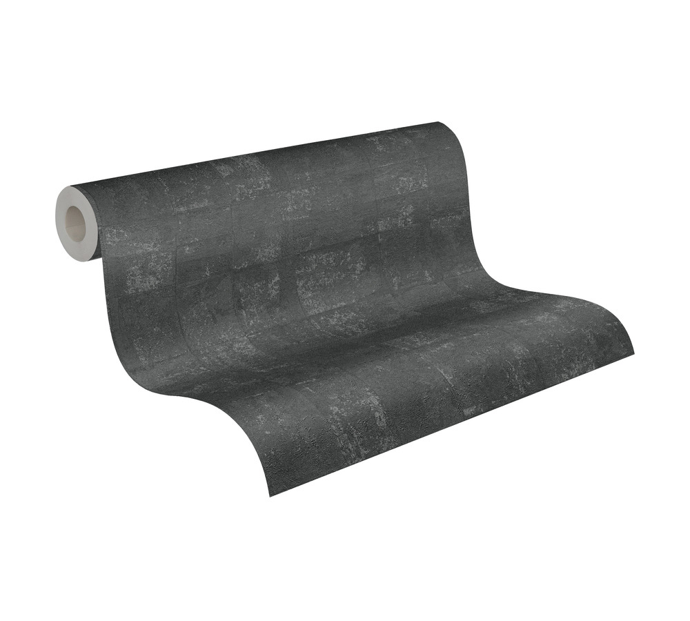 Papier peint Dalle Béton Géométrique noir argenté - Stories of Life d'A.S. Création AMB4 | Réf. AS-396714