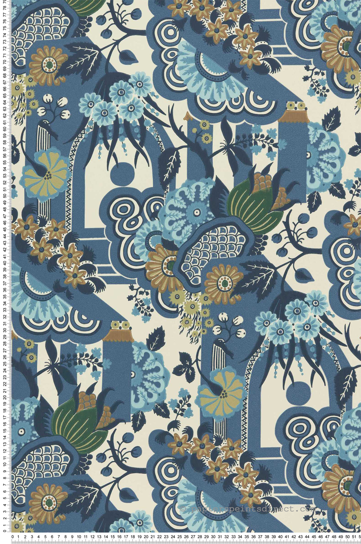 Papier peint Pineapple Garden bleu - V&A Decorative Papers II d'Initiales | Réf. INI-2412-175-05
