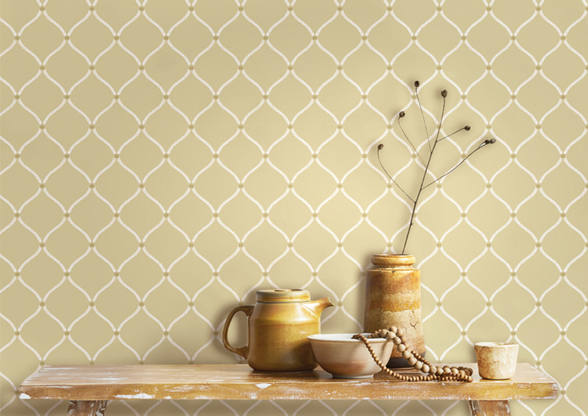 Papier peint Feuille Géométrique beige blanc - My Little Cottage de Montecolino | Réf. MC-M12358