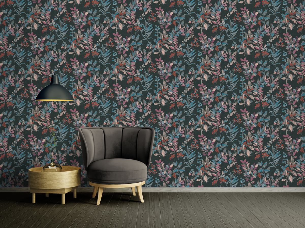 Papier peint Végétation Fleur noir rose - Arcade d'Architects Paper | Réf. 39171-1
