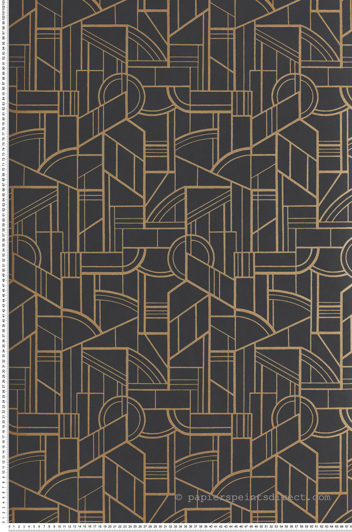 Papier peint Forme Cinétique noir doré - Faubourg des Lumières de Casamance | Réf. CAS-76293058