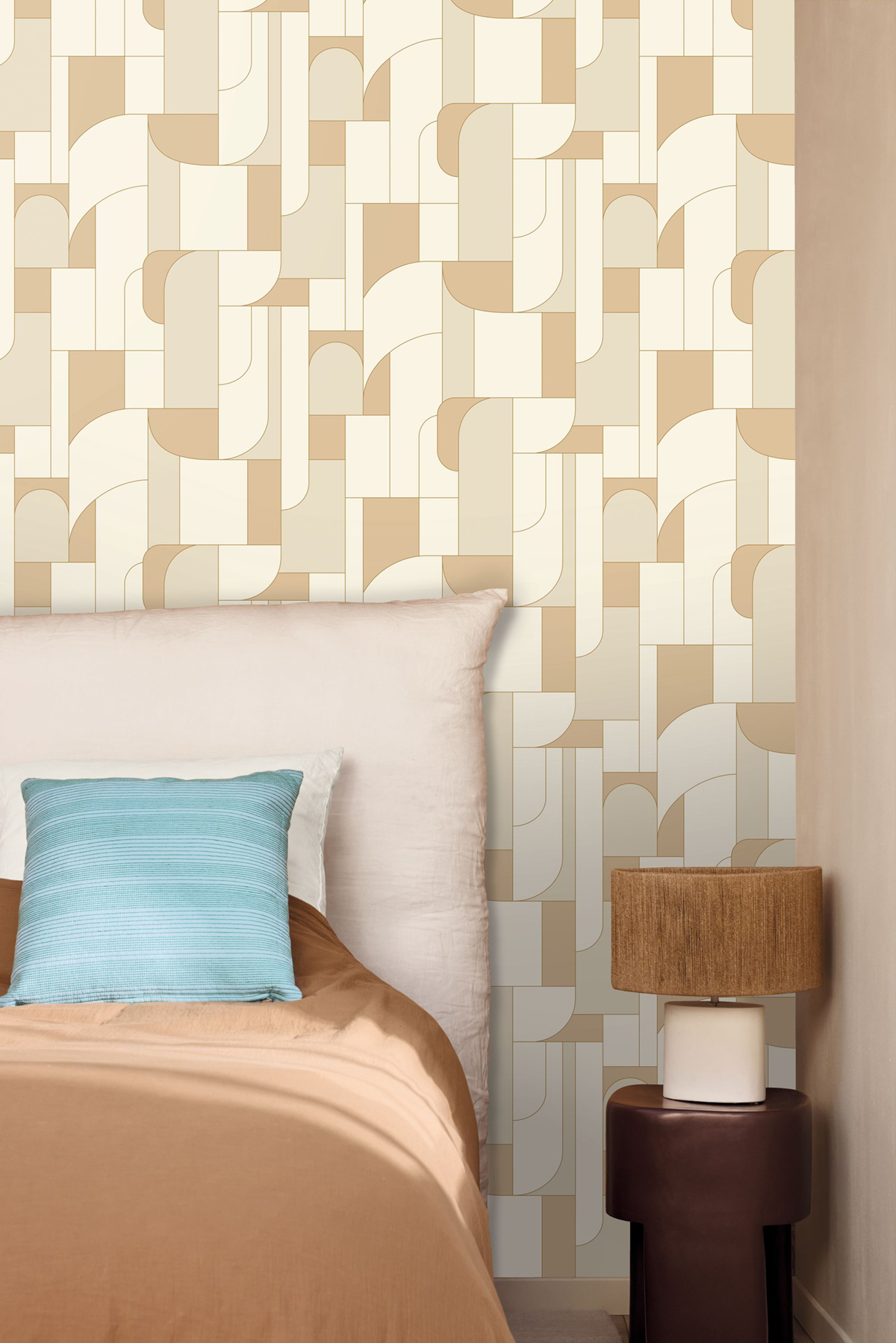 Papier peint Design Géométrie Achille beige doré - Maison Siméon de Casélio | Réf. MSI107390387