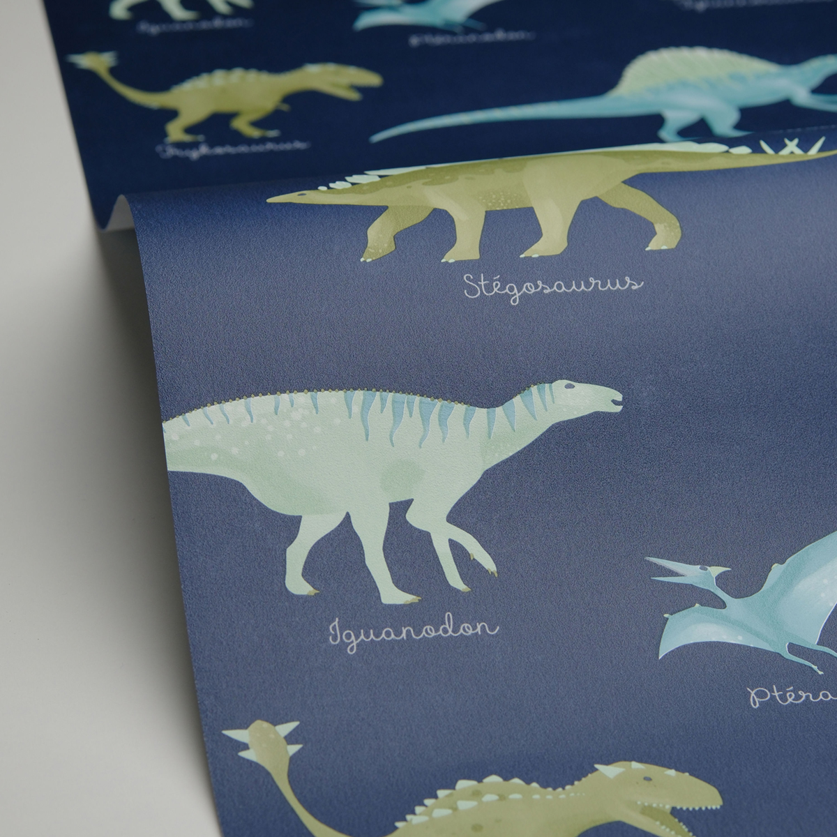 Papier peint Dinosaures Jurassique bleu nuit - Les Minis Mondes de Casélio AMBV | Réf. MNM105706060