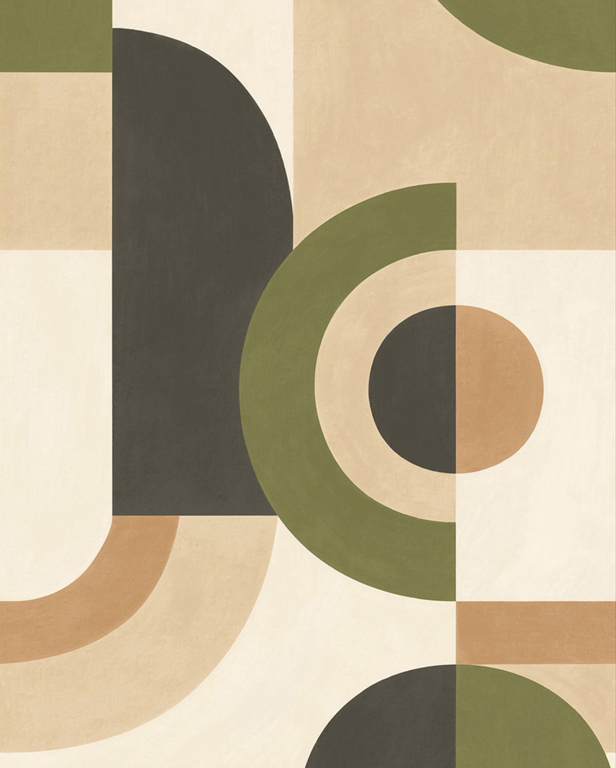 Papier peint panoramique Géométrique Arrondi vert S 200X250 - Graphic de Casélio | Réf. GPC105561705