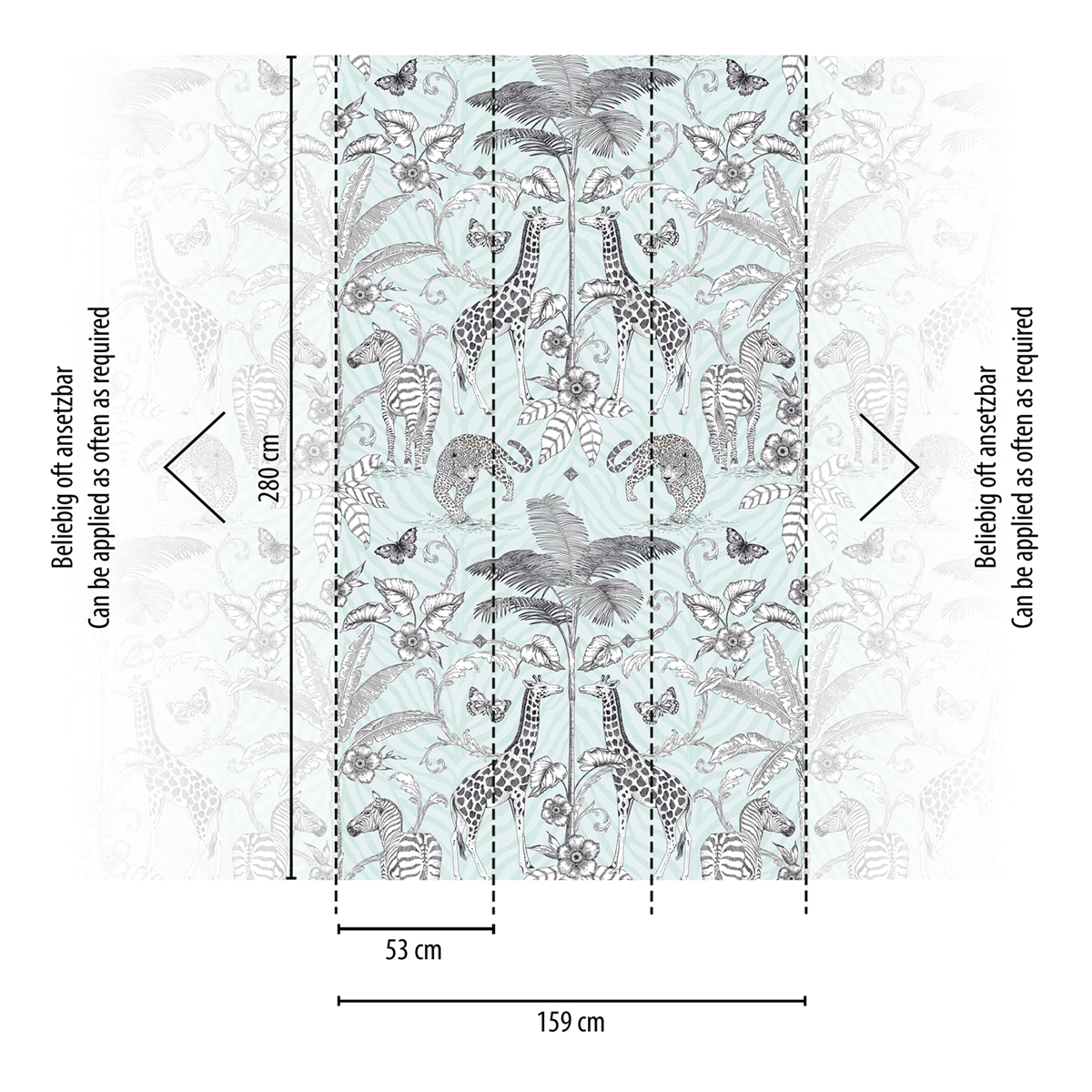 Papier peint panoramique Animaux Savane Feuillage - The Wall 2 d'A.S. Création | Réf. AS-392051
