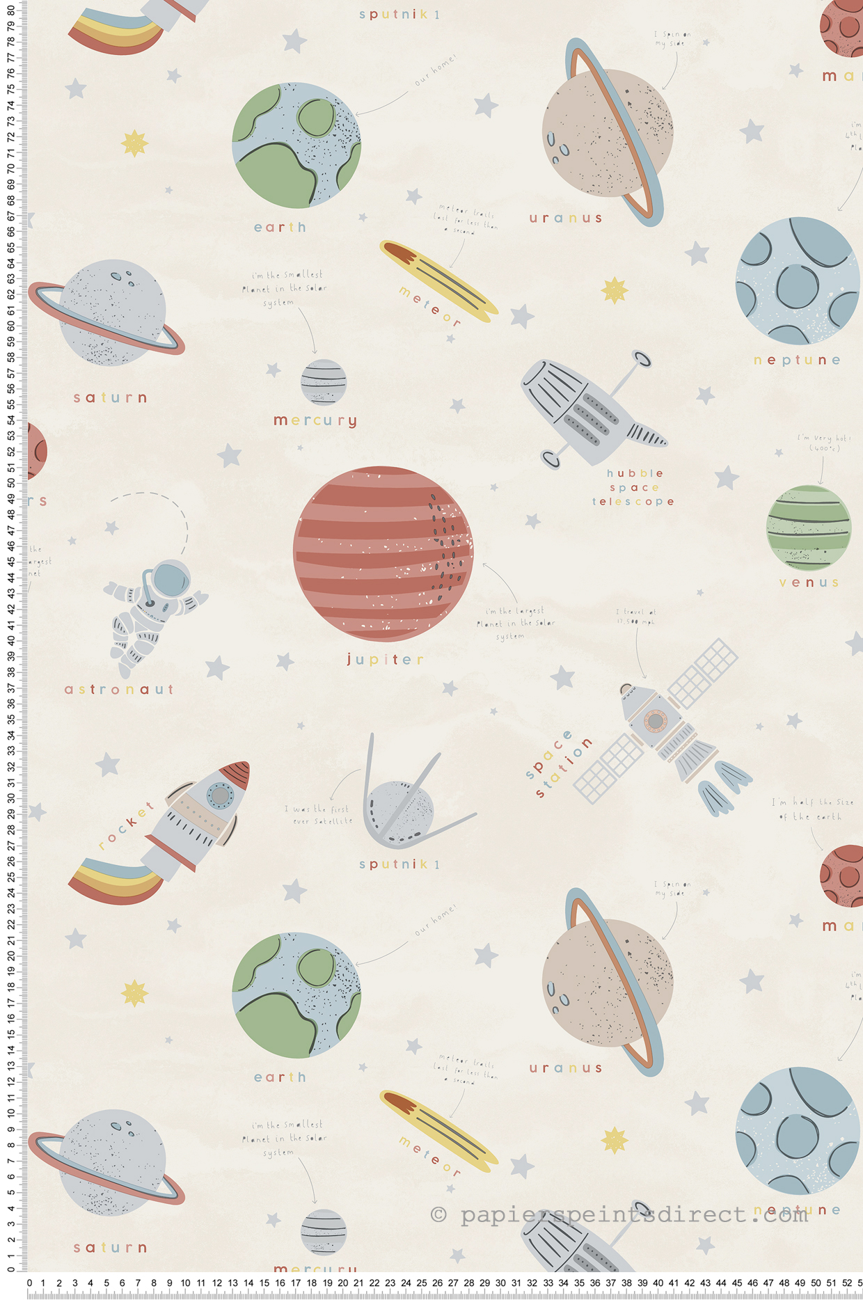 Papier peint Planète Astronaute Enfant beige - Imagine de Lutèce | Réf. LTC-DL27596