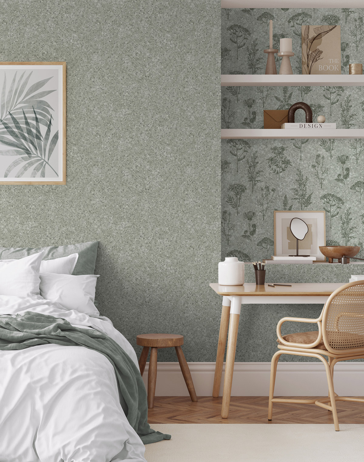 Papier peint Imitation Liège vert de gris - Brut d'Ugépa | Réf. UGP-M75404