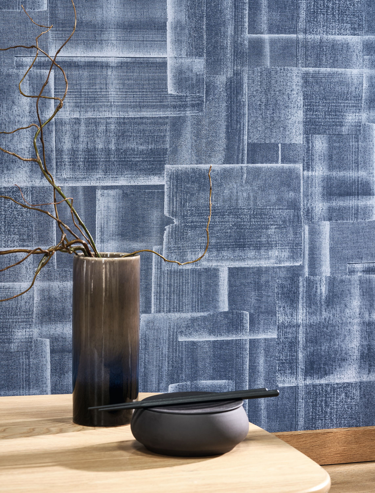 Papier peint Moderne Patch bleu - Gingko de Casadéco | Réf. GINK86236525