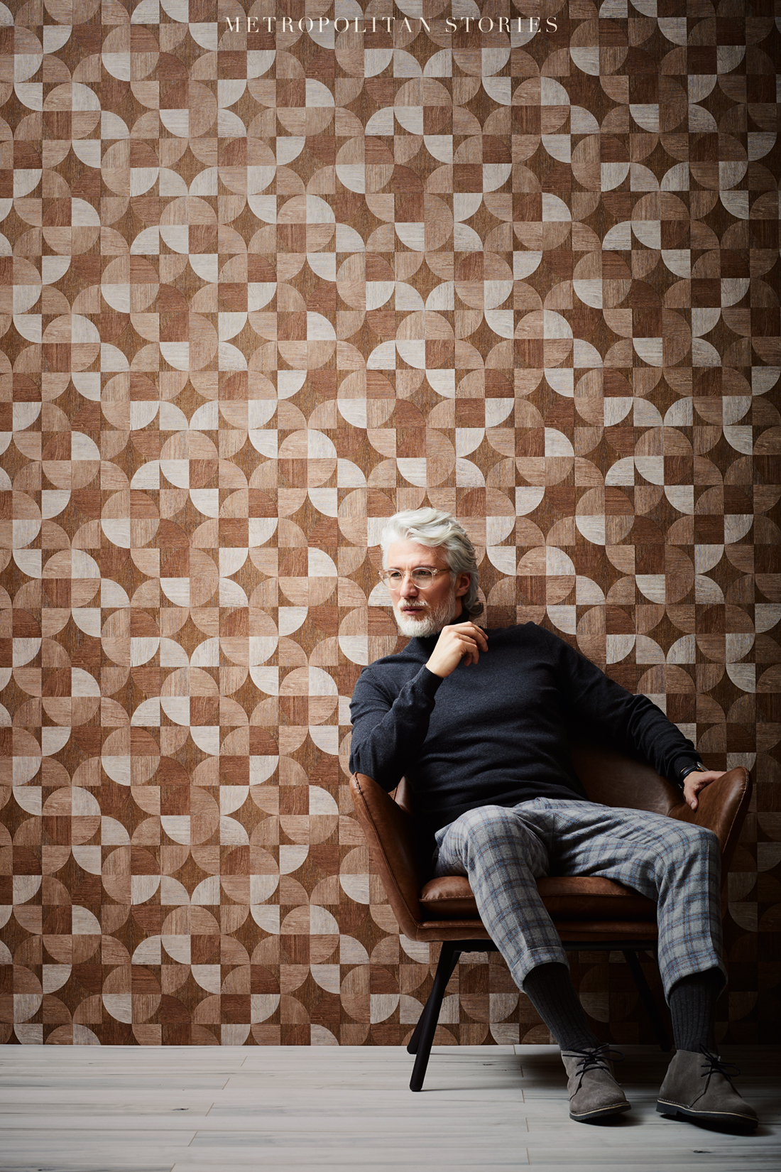 Papier peint Bois marqueterie chêne clair - Metropolitan Stories d'AS Création AMB 2 | Réf. SP14652