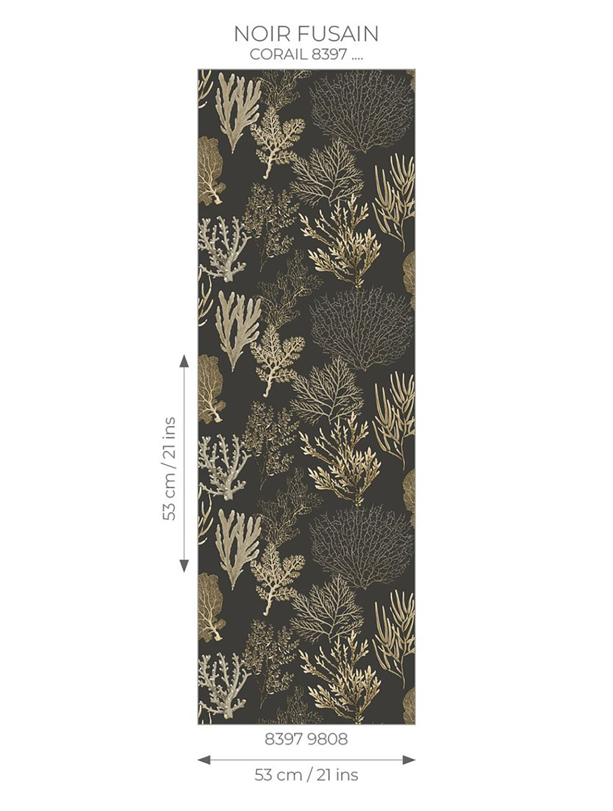 Papier peint Marin Corail anthracite - Seaside de Casadéco AMB7 | Réf. SEAS83979808
