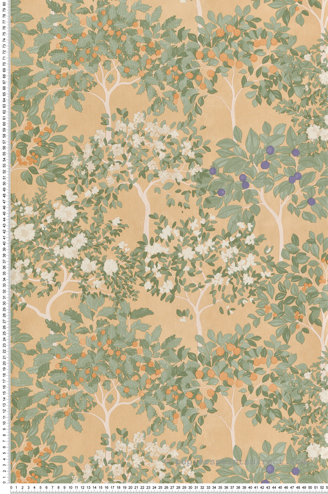 Papier Peint Arbre Jardin Fleuris orange - Flora d'Ugépa | Réf. UGP-M87305