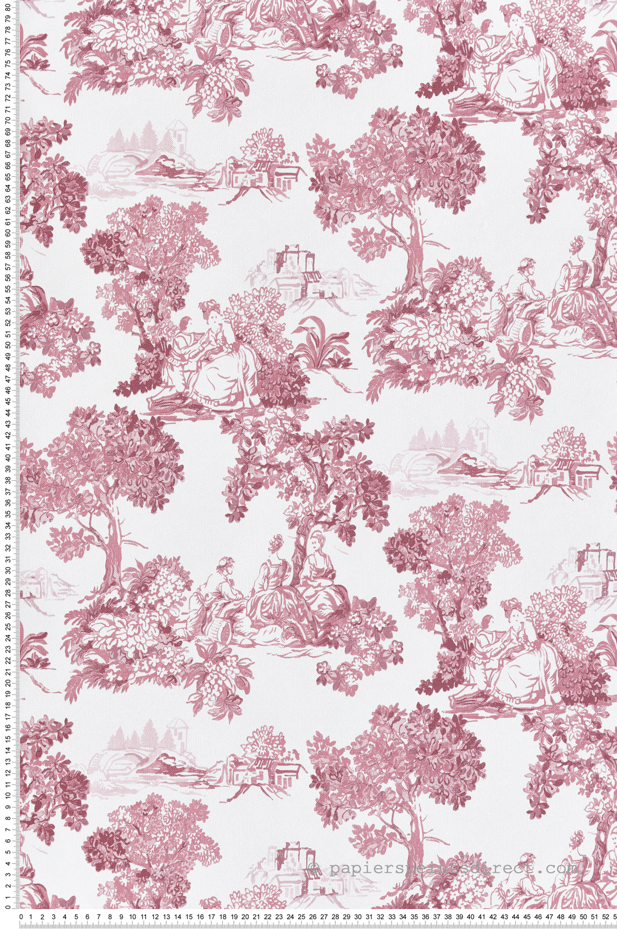Papier peint Toile de Jouy Scène rose prune - Garden Party 2 de Montecolino | Réf. MC-8343