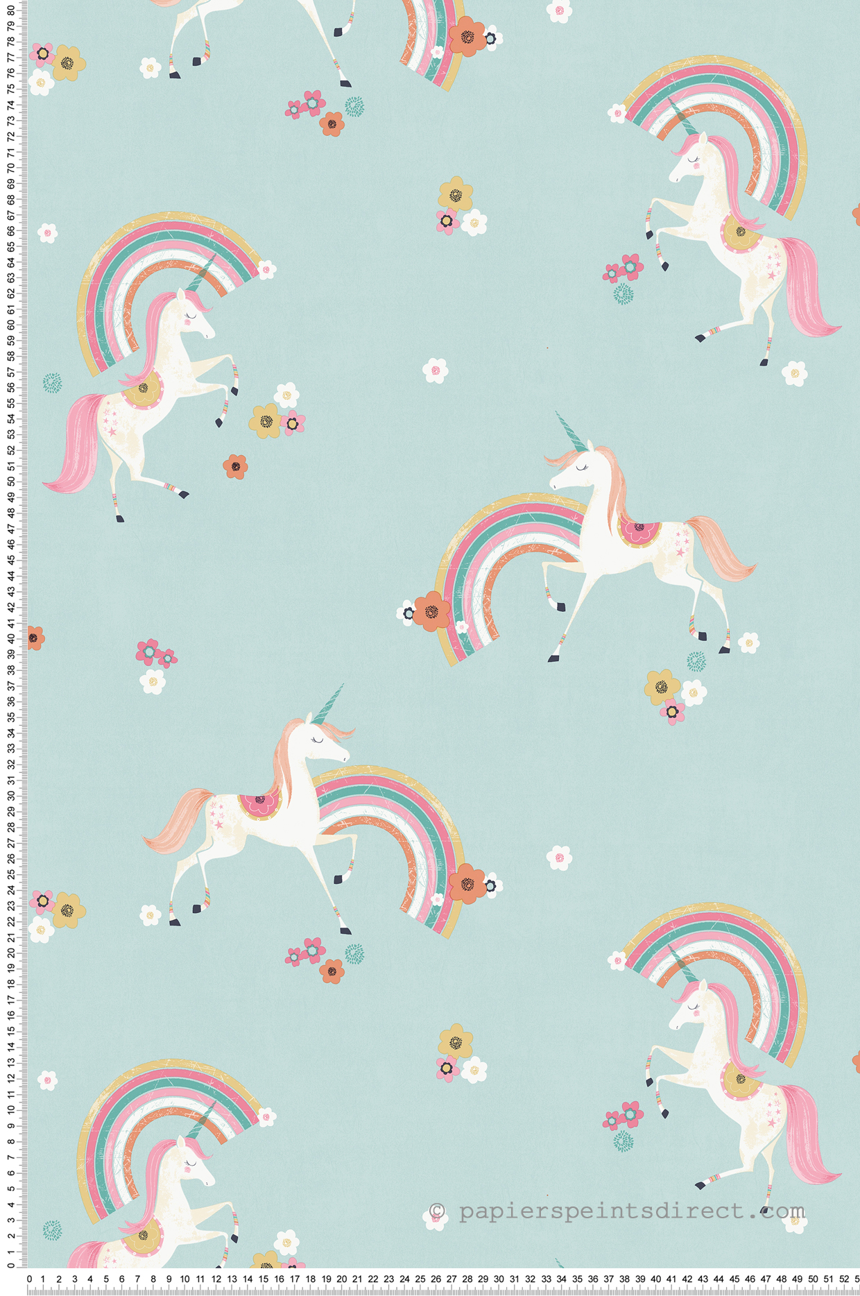 Papier peint Licorne Arc en Ciel bleu - Imagine de Lutèce | Réf. LTC-DL27564