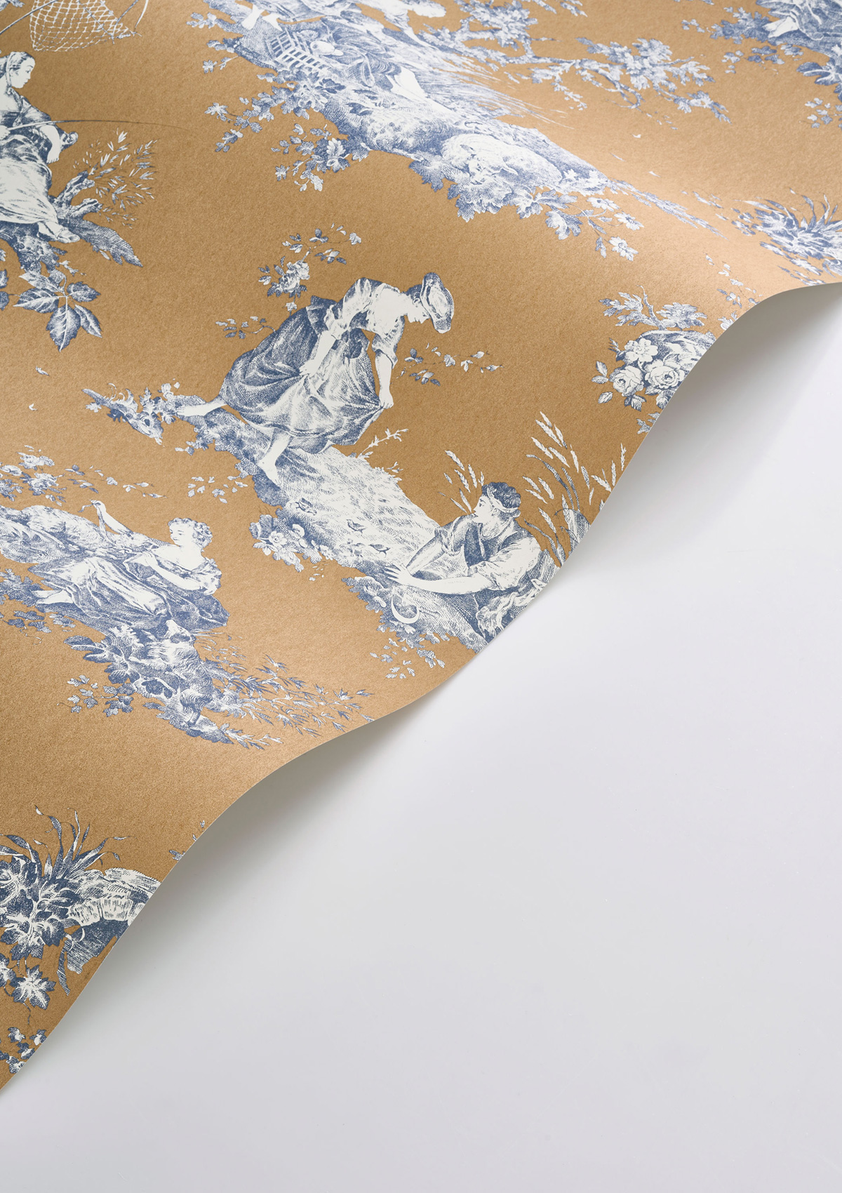 Papier peint Scene D'Été ocre brun - Les Belles Toiles De Jouy 2 de Casadéco | Réf. BTJD87912606