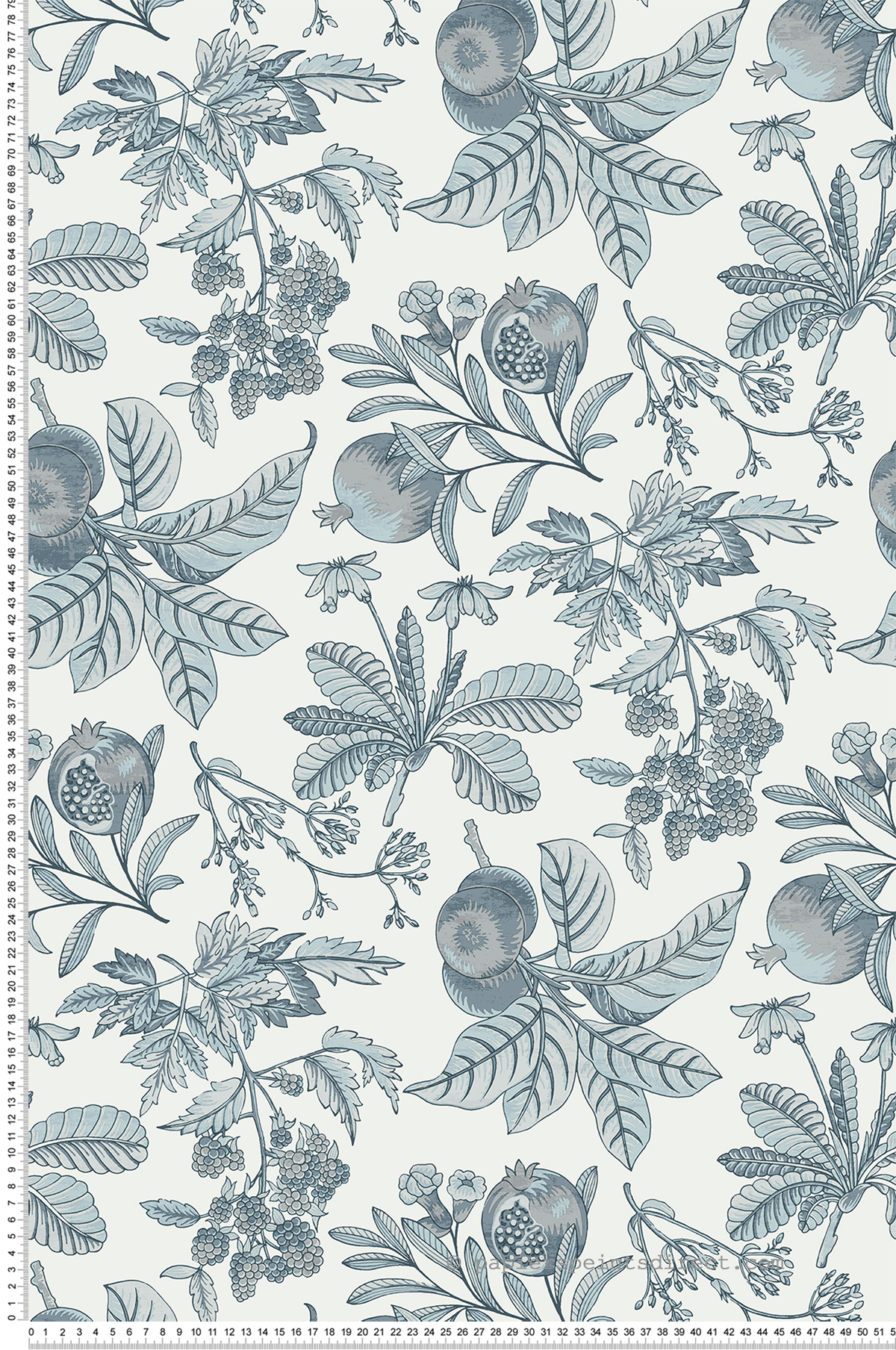 Papier peint Pomme Grenade Cecilia gris bleu - Delicatesse de Lutèce | Réf. LTC-FD26814