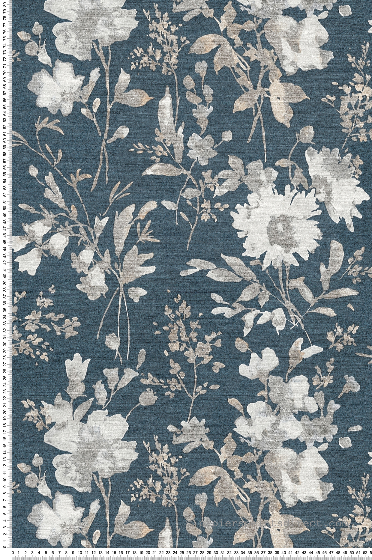 Papier peint Fleur Pétale Poetry bleu marine argenté - Cosmoliving d'A.S. Création | Réf. AS-790615