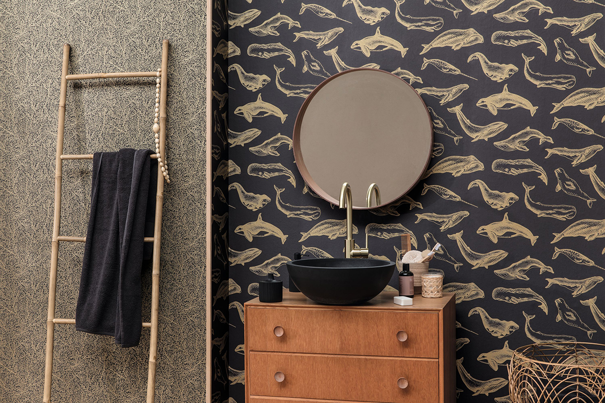 Papier peint Coraux Only Chips noir et doré - Sea You Soon de Casélio | AMB Réf. SYO102789210