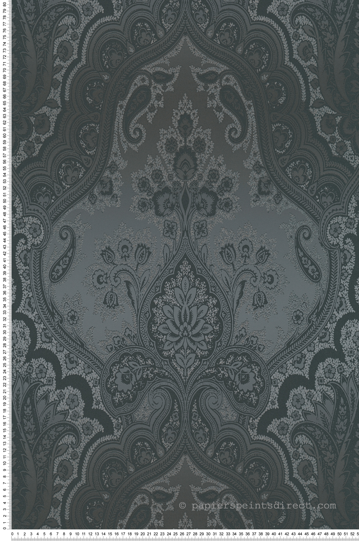 Papier peint Floral Baroque noir et pailleté - My Home My Spa d'A.S. Création | Réf. SP15901