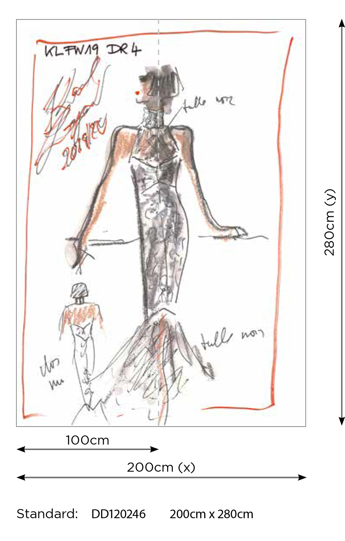 Papier peint panoramique Croquis Mode gris - Karl Lagerfeld de Montecolino | Réf. MC-DD120246