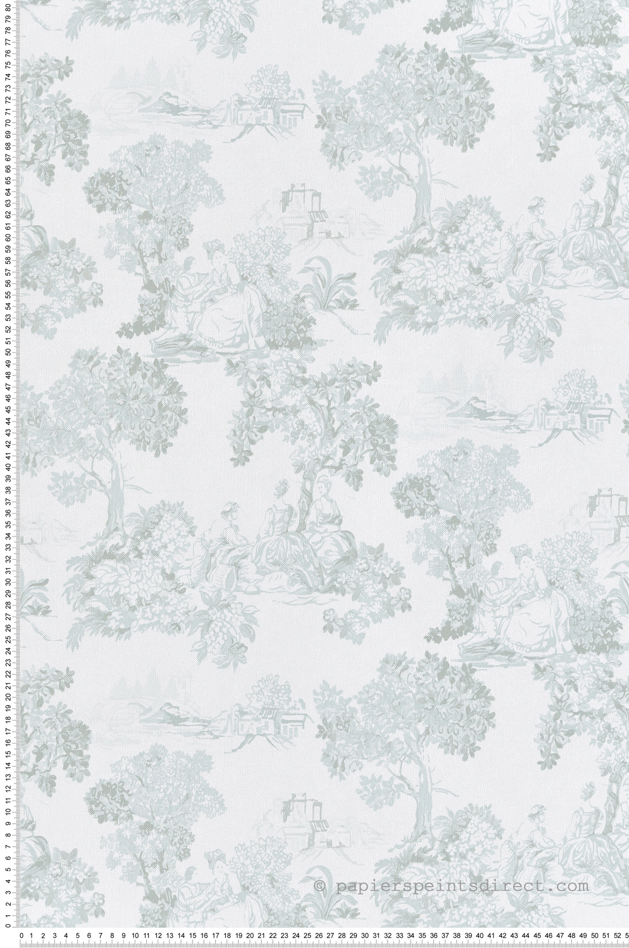 Papier peint Toile de Jouy Scène bleu d'eau - Garden Party 2 de Montecolino | Réf. MC-8341