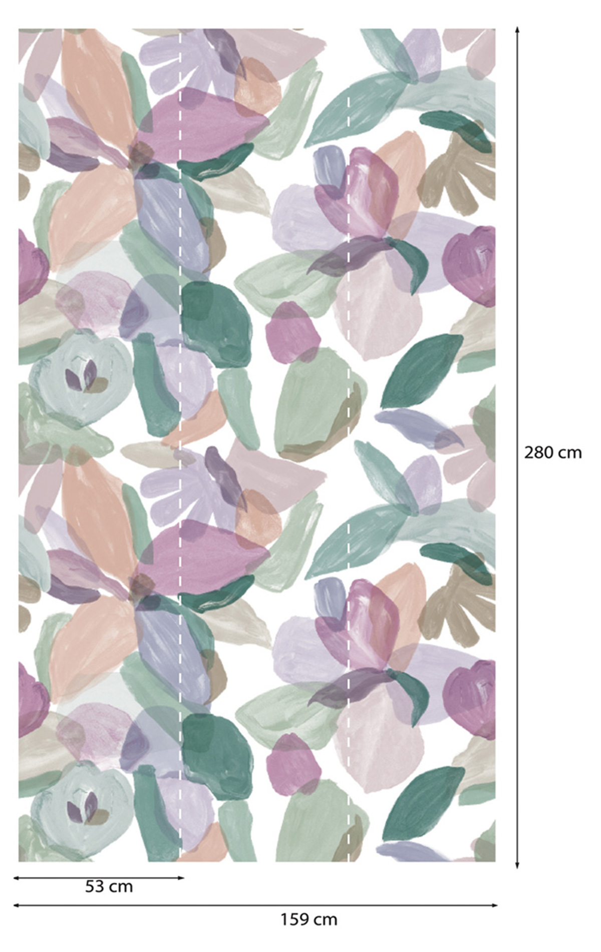 Papier peint Panoramique Pétales vert et mauve - Poésie de Lutèce AMB1 | Réf. LTC-51252403