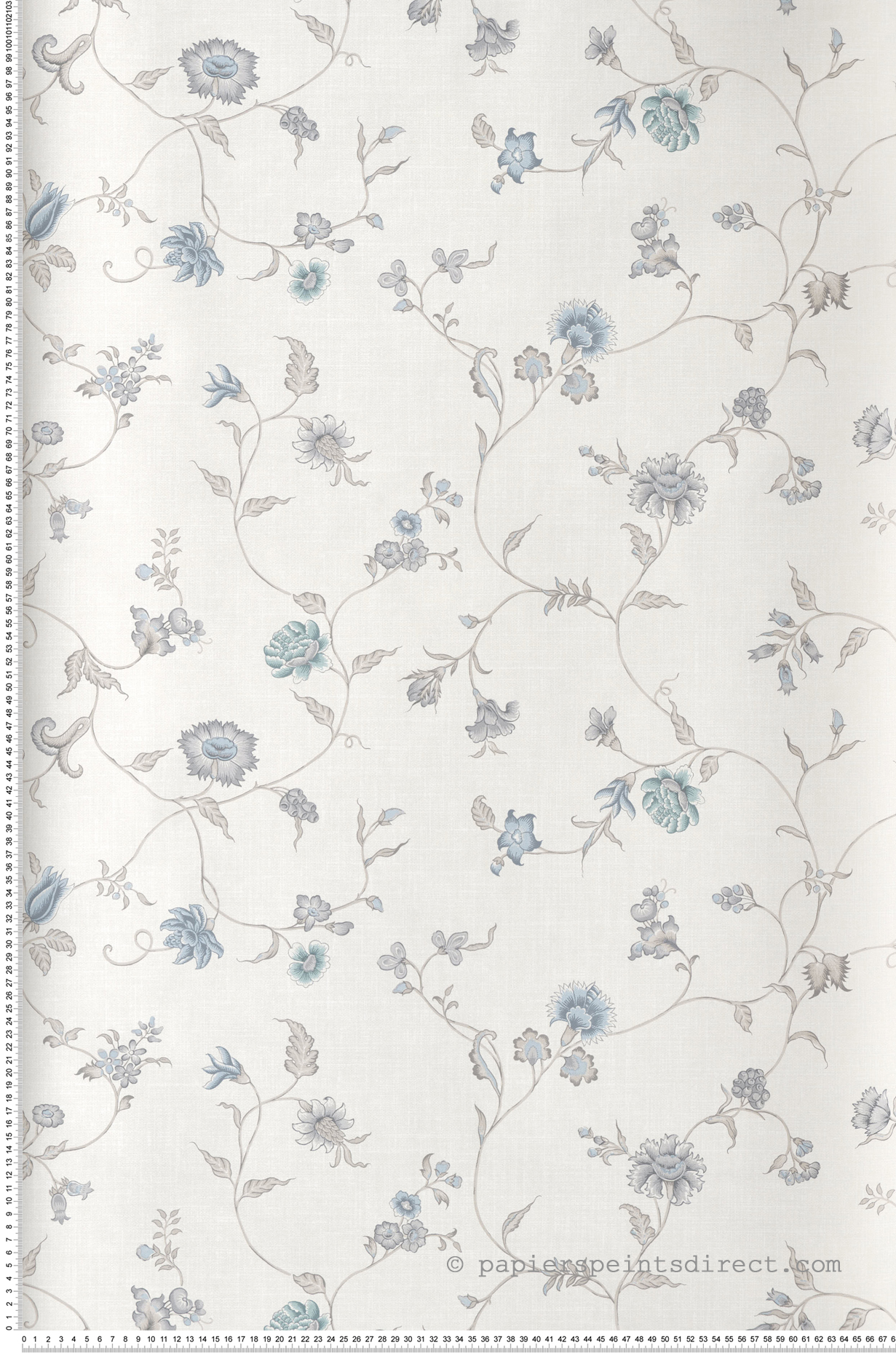 Papier peint Florale Fleur Grimpante bleu gris - French Country d'Initiales | Réf. INI-FC61008
