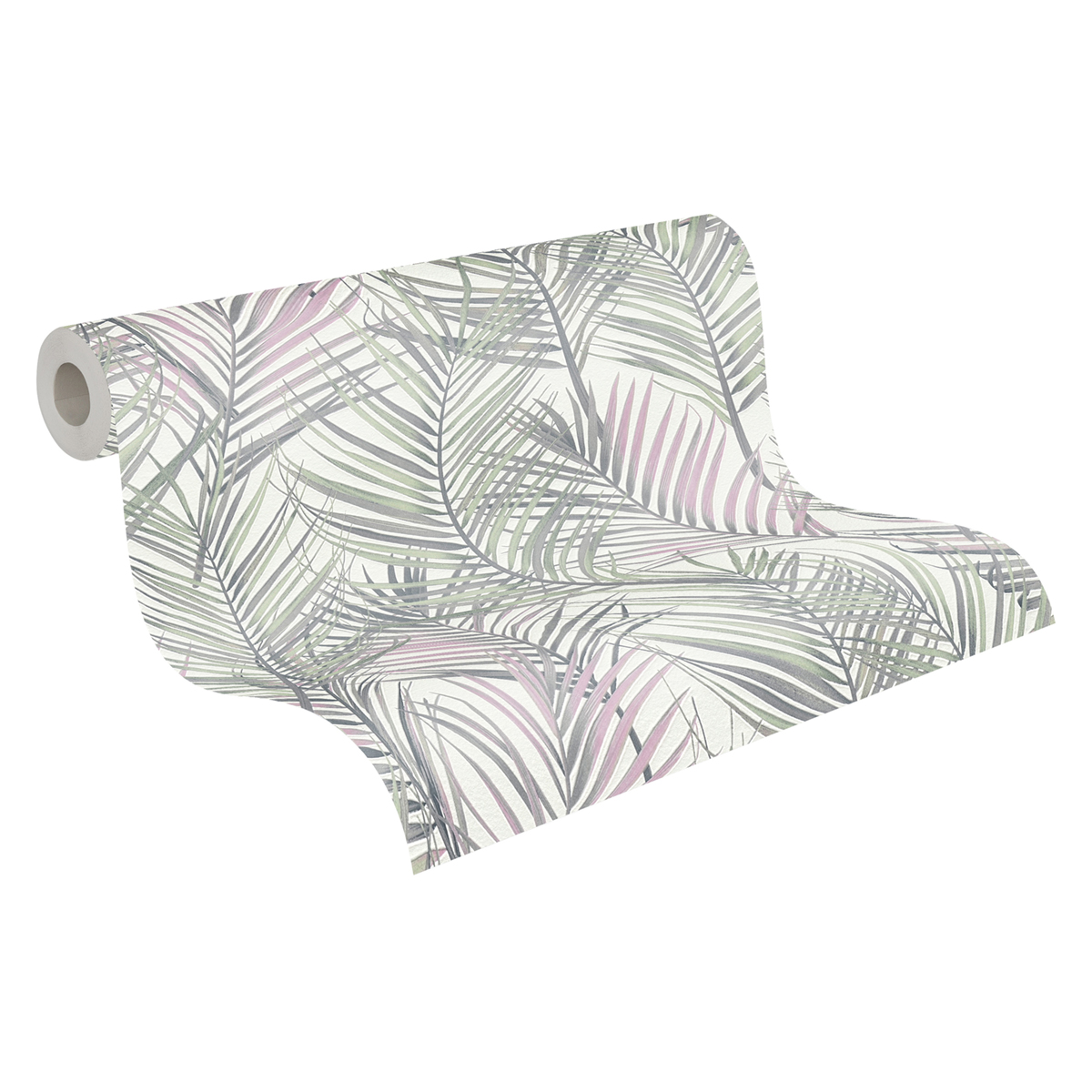 Papier peint Feuille Fougère Mango gris vert rose - Attractive 2 d'A.S. Création AMB4 | Réf. AS-390382