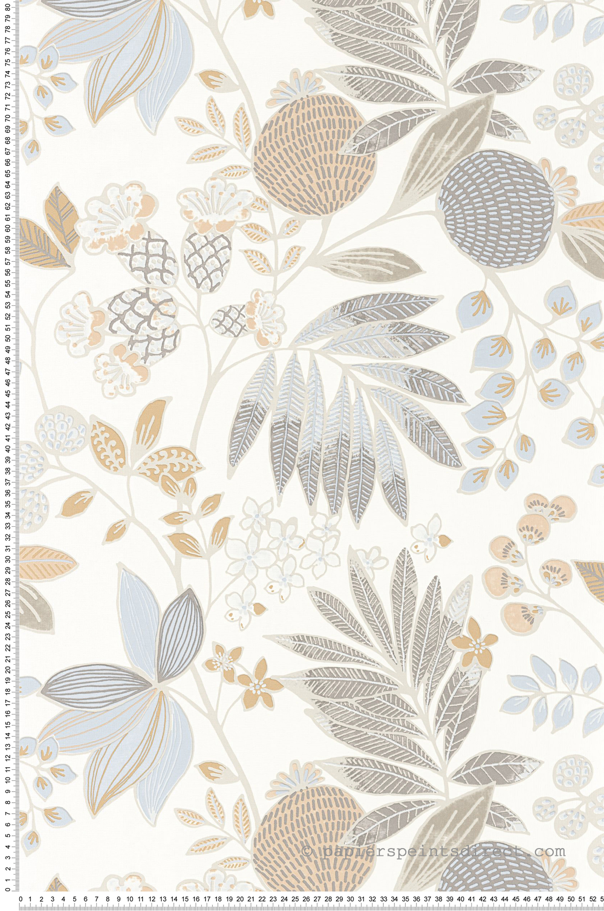 Papier peint Feuillage Palm Springs camel bleu gris - California de Casadéco | Réf. CALF88801212