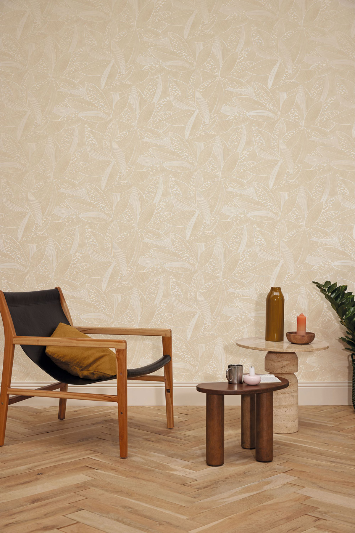 Papier peint Feuille Natura sable - Origine de Casélio | Réf. OGN106041050