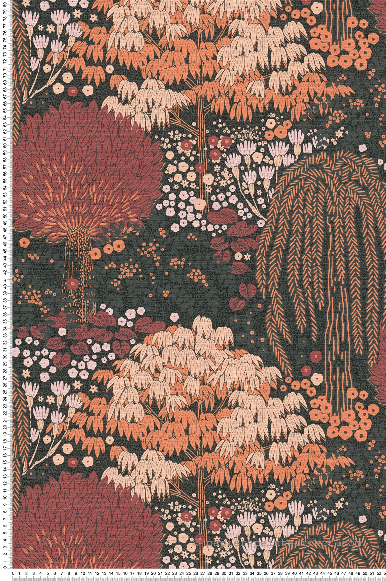 Papier peint Feuilles Arbres Giverny orange noir - Famous Garden d'A.S. Création | Réf. AS-393504